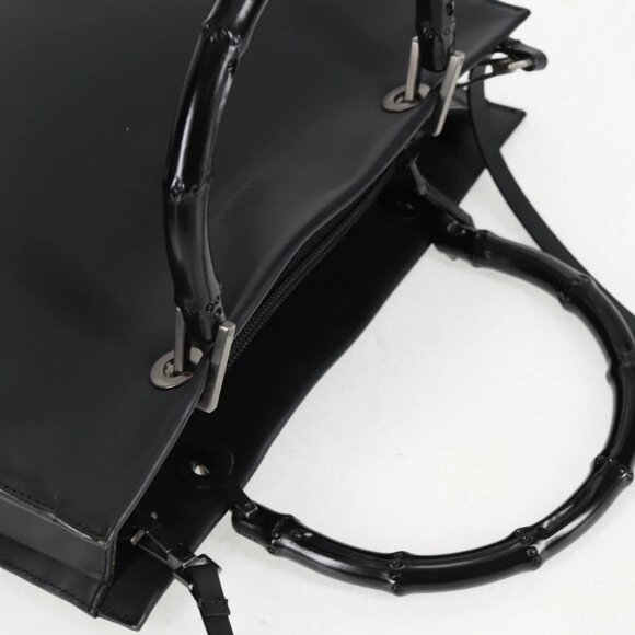 GUCCI Bamboo Hand Bag Leather 2way Black 002 1016 Auth 133424 - Picture 7 of 16